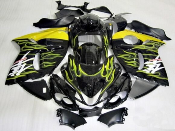 Suzuki GSXR1300 Hayabusa (2008-2019) Black & Yellow Flame Fairings