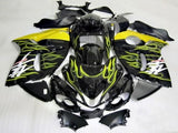 Black and Yellow Flame Fairing Kit for a 2008, 2009, 2010, 2011, 2012, 2013, 2014, 2015, 2016, 2017, 2018 & 2019 Suzuki GSX-R1300 Hayabusa motorcycle