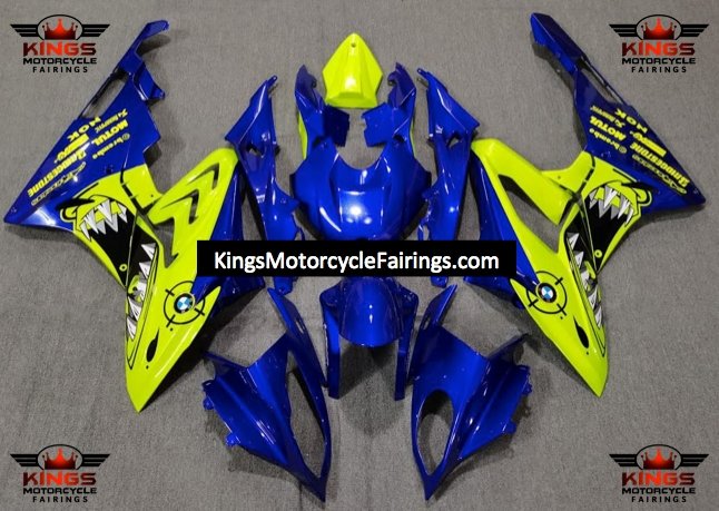 BMW S1000RR (2017-2018) Blue & Neon Yellow Shark Fairings
