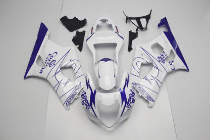 White and Blue Corona Fairing Kit for a 2003 & 2004 Suzuki GSX-R1000 motorcycle