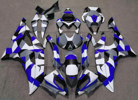 Yamaha YZF-R6 (2008-2016) Matte Blue, White, Black & Gray Camouflage Fairings