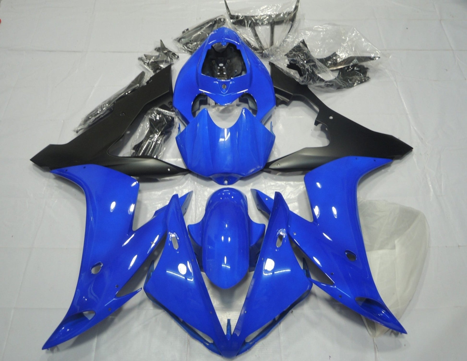 Blue and Matte Black Fairing Kit for a 2004, 2005 & 2006 Yamaha YZF-R1 motorcycle