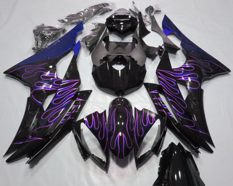 Yamaha YZF-R6 (2008-2016) Black, Purple & Blue Flame Fairings