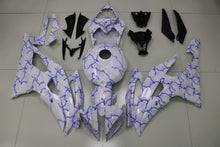White and Blue Lightning Fairing Kit for a 2008, 2009, 2010, 2011, 2012, 2013, 2014, 2015 & 2016 Yamaha YZF-R6 motorcycle