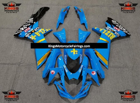Suzuki GSXR750 (2011-2021) Blue, Yellow, Gold & Black Rizla Fairings