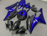 Faux Carbon Fiber and Blue Fairing Kit for a 2008, 2009, 2010, 2011, 2012, 2013, 2014, 2015 & 2016 Yamaha YZF-R6 motorcycle