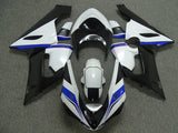 White, Black and Blue Fairing Kit for a 2005 & 2006 Kawasaki ZX-6R 636 motorcycle