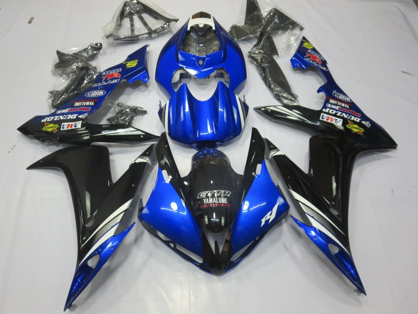Blue, Black, White and Silver Fairing Kit for a 2004, 2005 & 2006 Yamaha YZF-R1 motorcycle