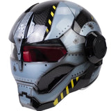 Blue Metal, Black & Yellow Navy Solider Iron Man Full Face Modular Motorcycle Helmet is brought to you by KingsMotorcycleFairings.com