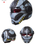 Blue Metal, Black & Yellow Navy Solider Iron Man Full Face Modular Motorcycle Helmet is brought to you by KingsMotorcycleFairings.com