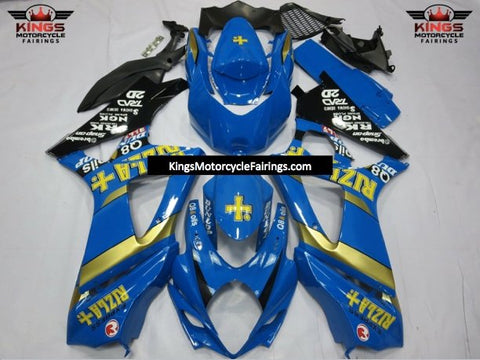 Blue, Yellow, Black and Gold Rizla Fairing Kit for a 2007 & 2008 Suzuki GSX-R1000 motorcycle