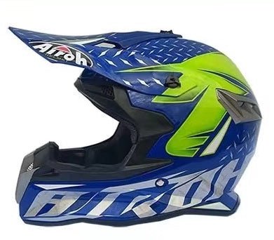 AIROH Twist Iron Motorradhelm - Blau, Größe M, Mit Verstellbarem Schirm & Waschbaren Innenpolstern