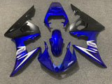 Blue, Matte Black and White Fairing Kit for a 2005 Yamaha YZF-R6 motorcycle