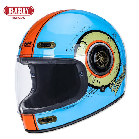 Blue & Orange Beasley Motorcycle Helmet from KingsMotorcycleFairings.com