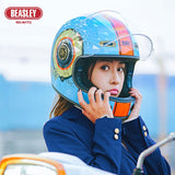 Blue & Orange Beasley Motorcycle Helmet from KingsMotorcycleFairings.com