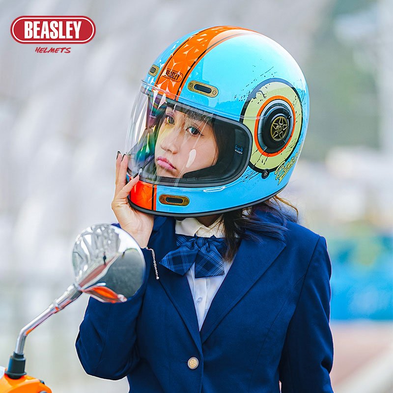 blue motorcycle helmets for women Blue, Orange Beasley Motorcycle Helmet