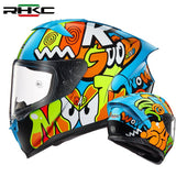 Blue, Orange, White & Neon Good Mood Motorcycle Helmet