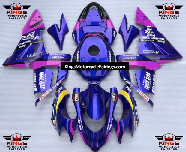 Fairing kit for a Kawasaki ZX10R (2004-2005) Blue, Pink, White, Black & Yellow