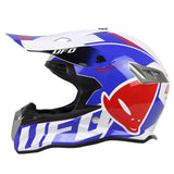 Blue, Red, White & Silver Alien UFO Dirt Bike Motorcycle Helmet at KingsMotorcycleFairings.com