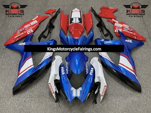 Blue, Red and White Fairing Kit for a 2008, 2009, & 2010 Suzuki GSX-R600 motorcycle