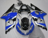 Blue, Silver and Black Fairing Kit for a 2000, 2001 & 2002 Suzuki GSX-R1000 motorcycle