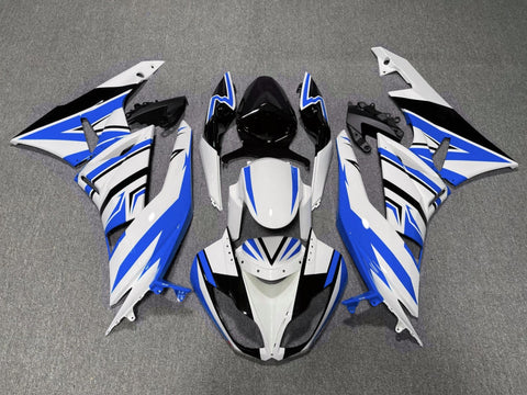 Fairing kit for a Kawasaki Ninja ZX6R 636 (2007-2008) White, Blue & Black