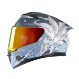 Blue & White Fox Motorcycle Helmet at KingsMotorcycleFairings.com