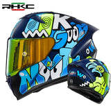 Blue, White & Neon Good Mood Motorcycle Helmet at KingsMotorcycleFairings.com