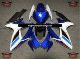 Blue, White, Black and Red Fairing Kit for a 2006 & 2007 Suzuki GSX-R600 motorcycle