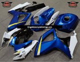 Blue, White, Yellow and Black Fairing Kit for a 2006 & 2007 Suzuki GSX-R600 motorcycle