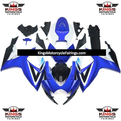 Blue, White and Black Fairing Kit for a 2006 & 2007 Suzuki GSX-R600 motorcycle