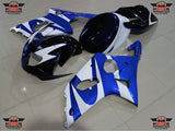 Blue, White and Dark Blue Fairing Kit for a 2000, 2001 & 2002 Suzuki GSX-R1000 motorcycle