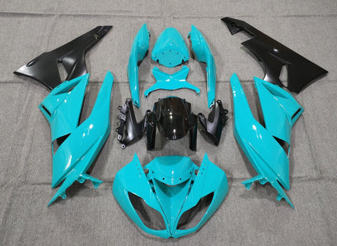 Fairing kit for a Kawasaki Ninja ZX6R 636 (2007-2008) Turquoise Blue, Black & Matte Black