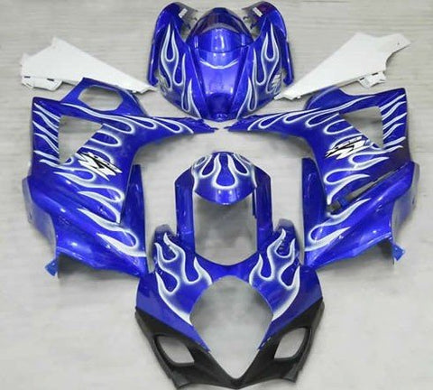 Suzuki GSXR1000 (2007-2008) Blue & White Flame Fairings