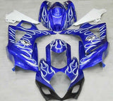 Blue and White Flame Fairing Kit for a 2007 & 2008 Suzuki GSX-R1000 motorcycle
