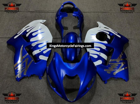 Suzuki GSXR1300 Hayabusa (1999-2007) Blue & White Flame Fairings