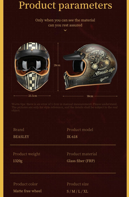 Brown Retro Beasley Open-Face Motorcycle Helmet is brought to you by KingsMotorcycleFairings.com