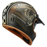 Brown Retro Beasley Open-Face Motorcycle Helmet is brought to you by KingsMotorcycleFairings.com