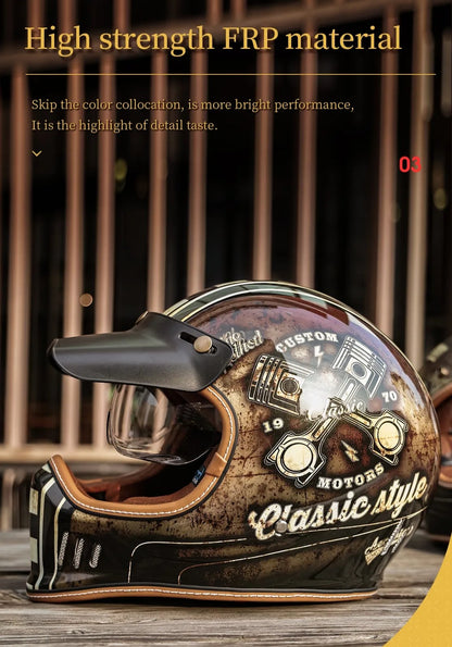 Brown Retro Beasley Open-Face Motorcycle Helmet is brought to you by KingsMotorcycleFairings.com