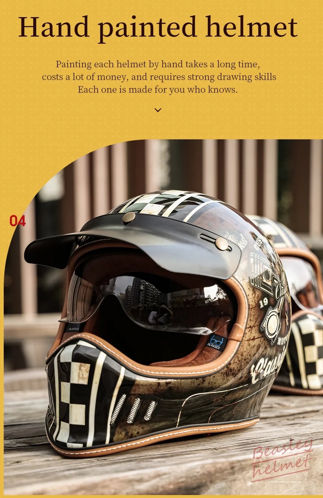 Brown Retro Beasley Open-Face Motorcycle Helmet is brought to you by KingsMotorcycleFairings.com