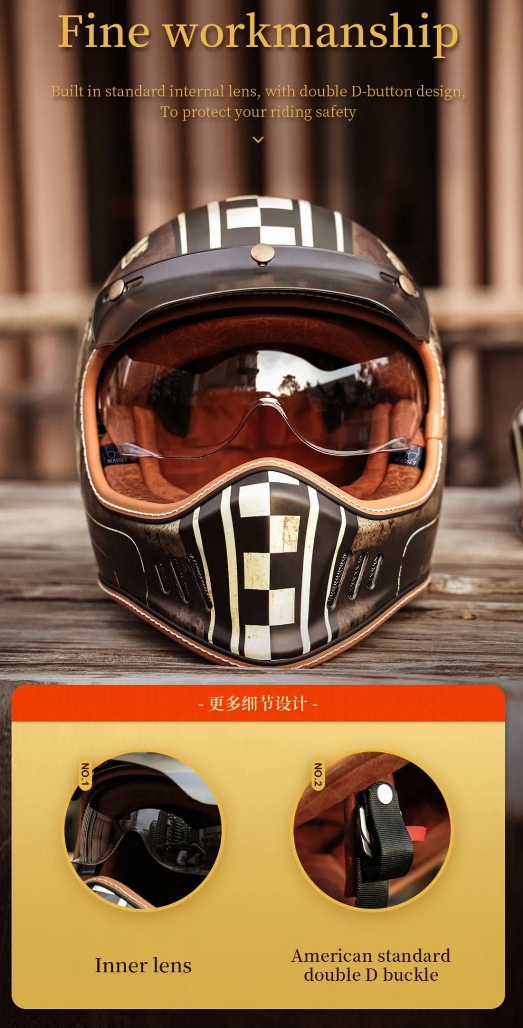 Brown Retro Beasley Open-Face Motorcycle Helmet is brought to you by KingsMotorcycleFairings.com
