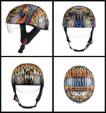 Brown, Orange, Blue & Purple Indian Headdress Helmet at KingsMotorcycleFairings.com