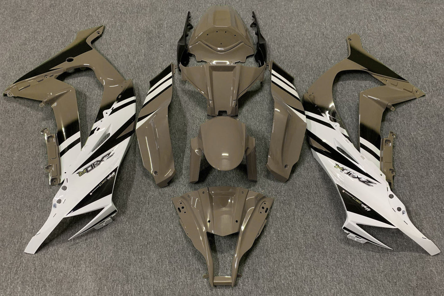 Brown, White and Black Fairing Kit for a 2011, 2012, 2013, 2014 & 2015 Kawasaki Ninja ZX-10R motorcycle