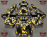 Yellow, Silver and Black Camouflage Fairing Kit for a 2005 and 2006 Honda CBR600RR motorcycle