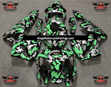 Black, Silver and Light Green Camouflage Fairing Kit for a 2005 and 2006 Honda CBR600RR motorcycle