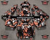 Black, Silver and Light Orange Camouflage Fairing Kit for a 2005 and 2006 Honda CBR600RR motorcycle