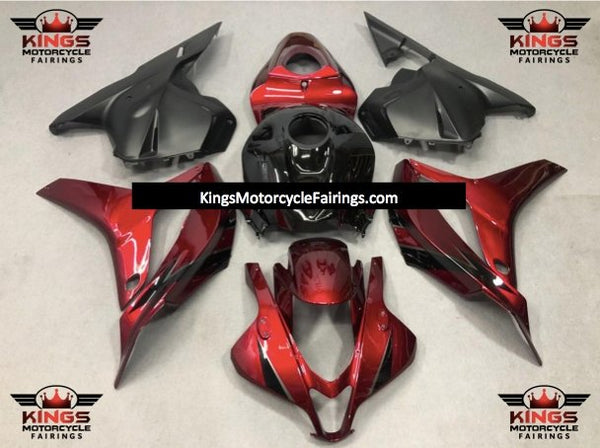 Candy Apple Red, Black and Matte Black Fairing Kit for a 2009, 2010, 2011 & 2012 Honda CBR600RR motorcycle