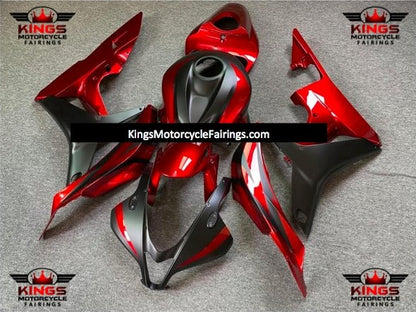 Candy Apple Red and Matte Black Fairing Kit for a 2007 and 2008 Honda CBR600RR motorcycle
