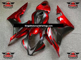 Candy Apple Red and Matte Black Fairing Kit for a 2007 and 2008 Honda CBR600RR motorcycle