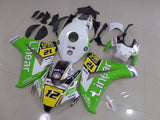 White, Lime Green, Yellow and Black Linear Fairing Kit for a 2008, 2009, 2010 & 2011 Honda CBR1000RR motorcycle.